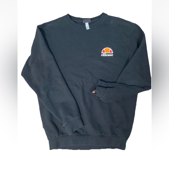 ELLESSE Sweatshirt Men's Small Pullover Crew Neck Long Sleeve Black Logo - Picture 1 of 7
